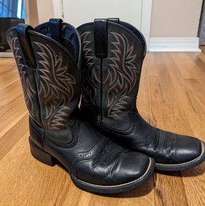Ariat Men's Sport Black Wide Square Toe Cowboy Boots Size 8.5